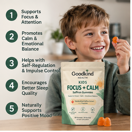 Goodkind Health Kids  Focus + Calm Saffron Gummies